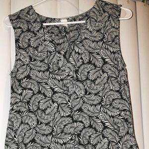H&M Sleeveless feather design blouse black & white
